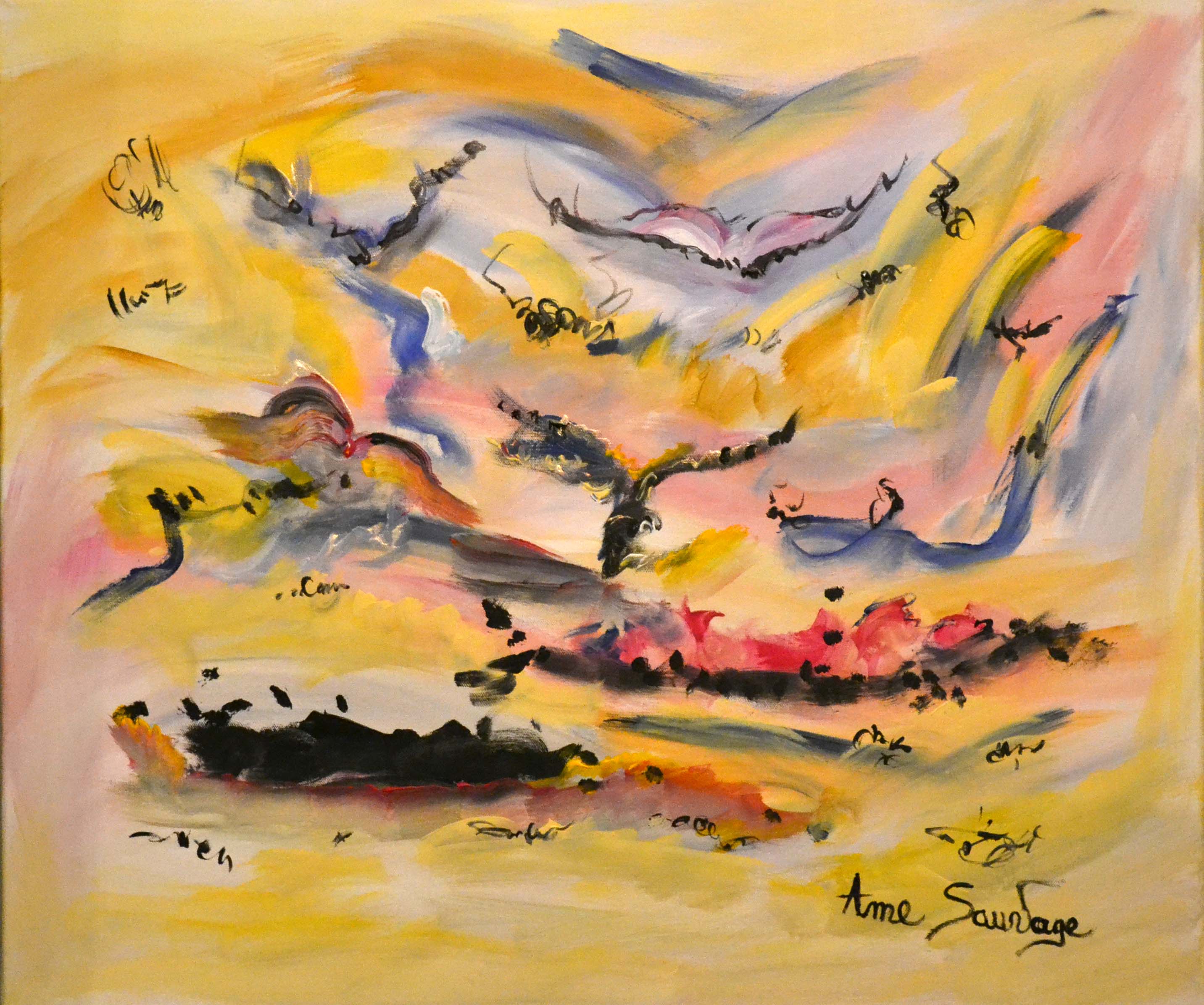 peinture oiseau abstrait